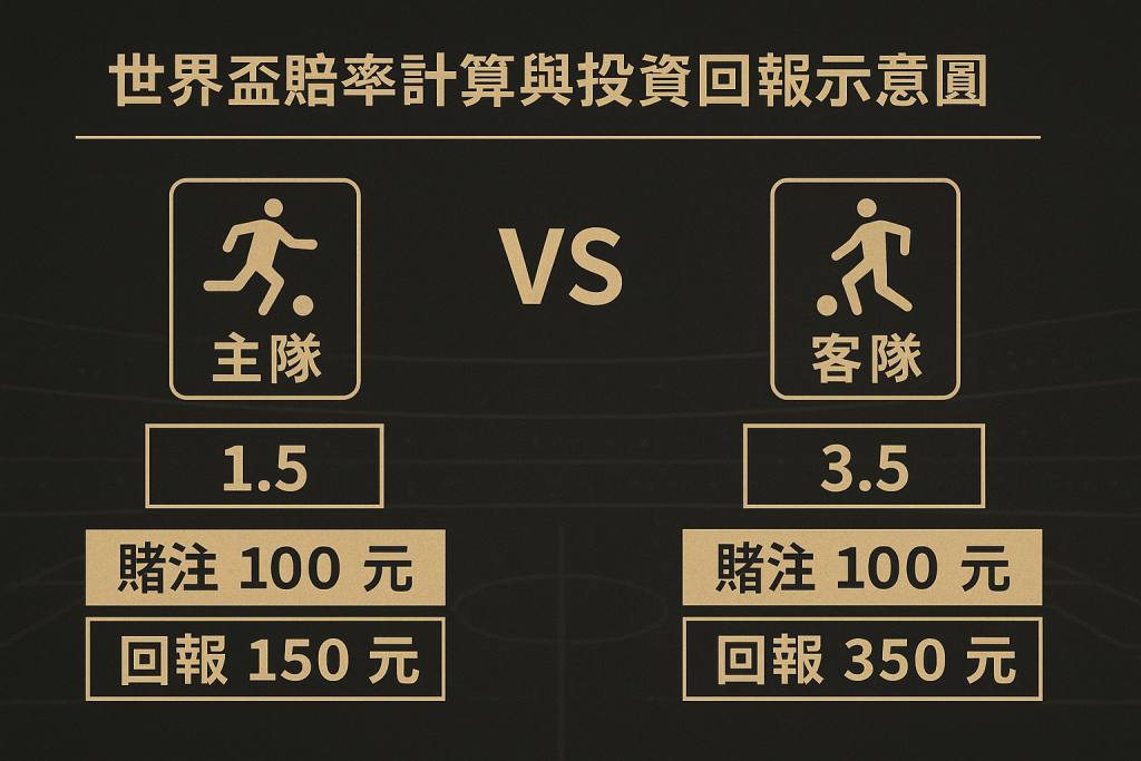 世界盃賠率計算與投注回報示意圖