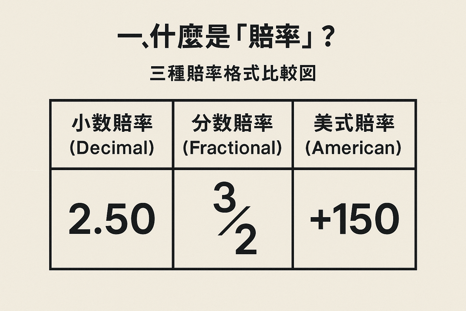 足球賠率格式比較圖