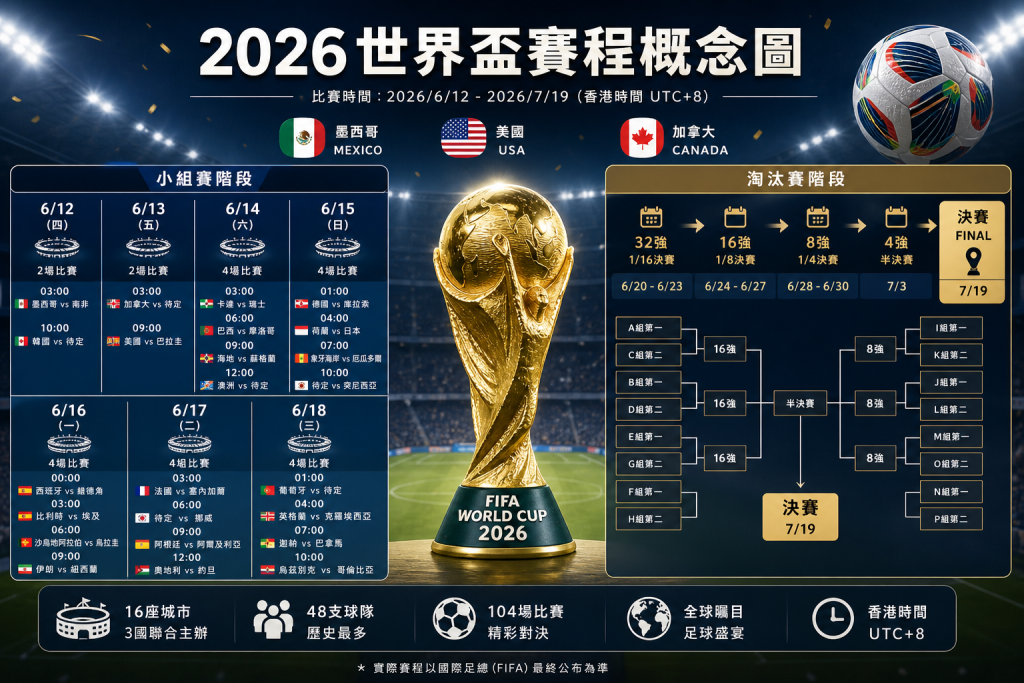 2026世界盃賽程概念圖