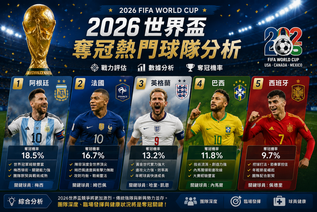 2026世界盃奪冠熱門球隊分析